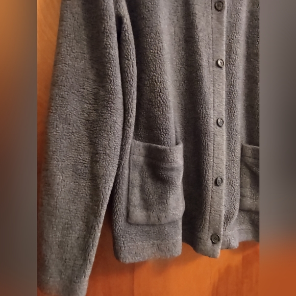 Geoffrey Beene periwinkle fleece blazer / cardigan - Picture 3 of 5